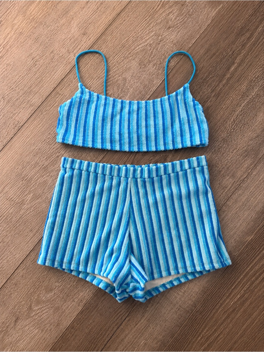 triangl swimwear Blue Striped Bikini Top and Shorts